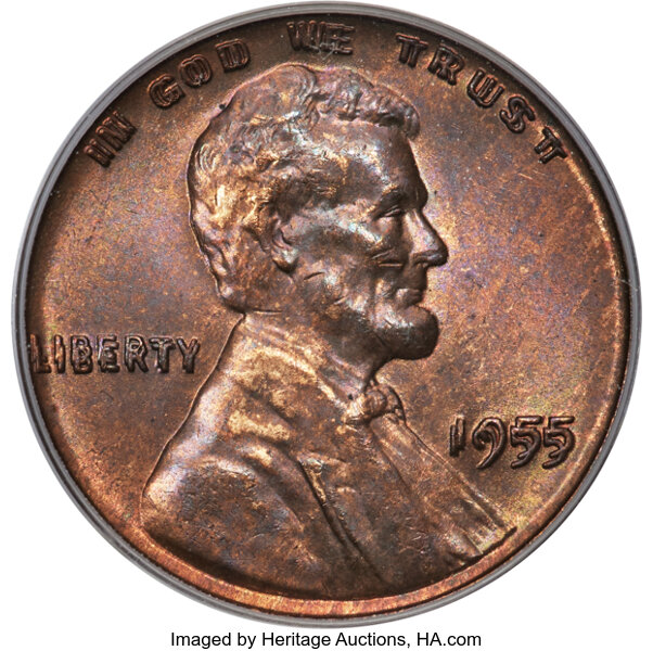 1955 1c Doubled Die Obverse, FS-101 MS RB thumbnail 2