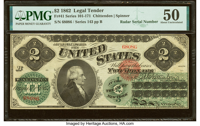 1862 $2  Seal Type 2 (Fr. 41) thumbnail 3