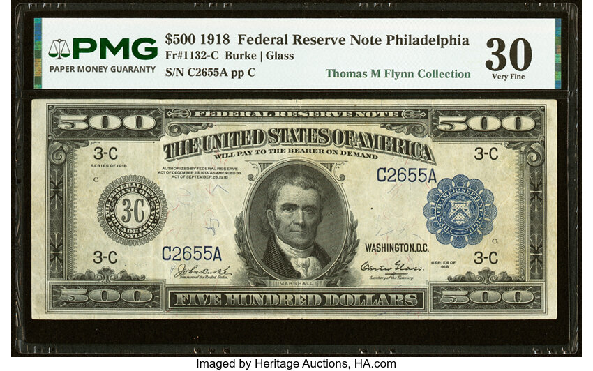 Image for 1918 $500  Blue Seal, Philadelphia (Fr. 1132-C)