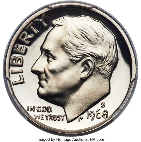 1968-S/S 10c Repunched Mintmark, FS-502 PR DCAM thumbnail 2