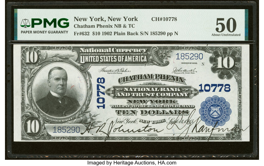 1902 $10  3rd Charter Period, 3rd Issue, Plain Back (Fr. 632) thumbnail 2