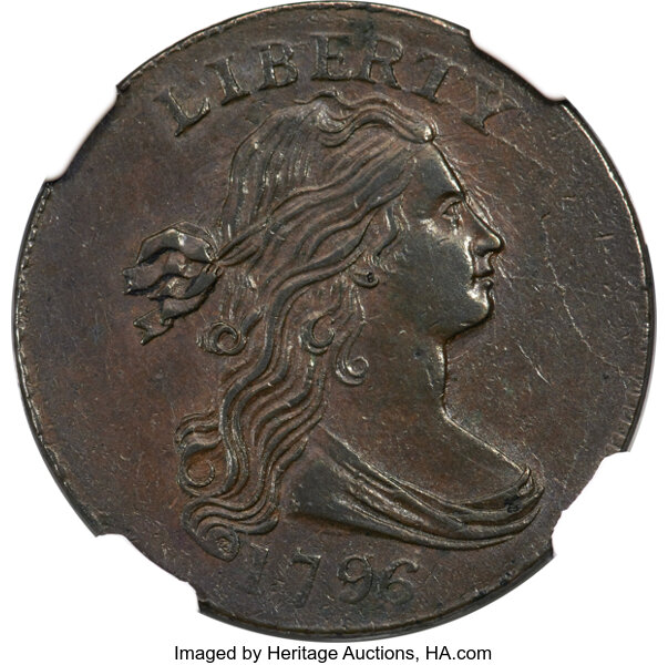 1796 1c Draped Bust, Reverse of 1795, S-92  MS BN thumbnail 2