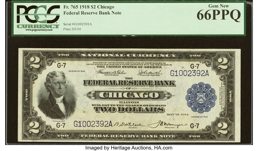 1918 $2  Chicago (Fr. 765) thumbnail 3