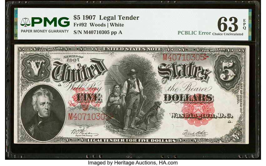 1907 $5  (Fr. 92) thumbnail 2