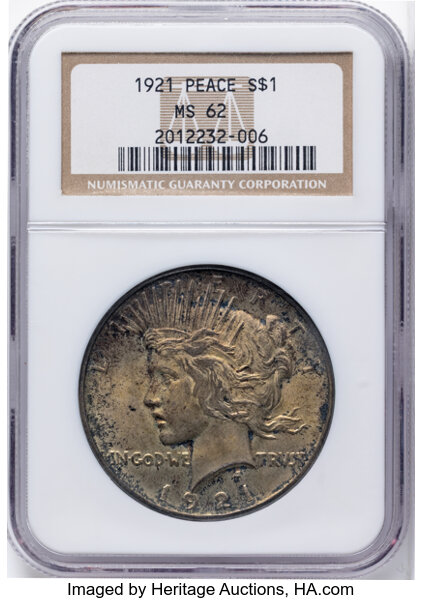 1921 $1  Peace, High Relief MS60 thumbnail 7