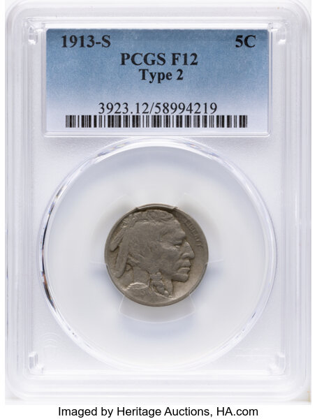 1913-S 5c Buffalo, Type 2 MS thumbnail 4