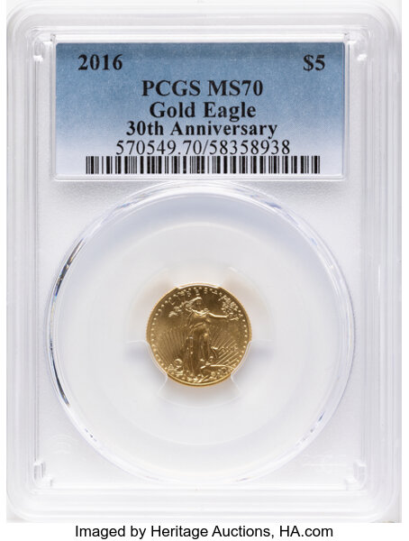 2016 $5  Gold Eagle, 30th Anniversary MS thumbnail 6