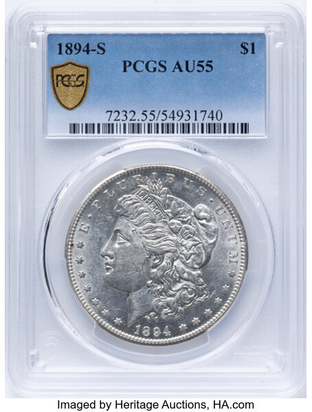 1894-S $1 AU55 CAC thumbnail 2