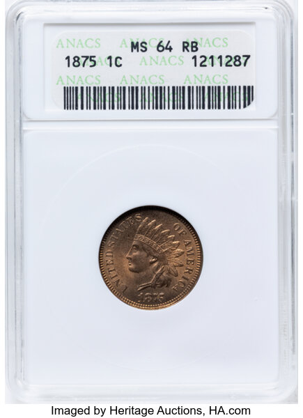 1875 1c 5/5, S-4 MS RB thumbnail 2
