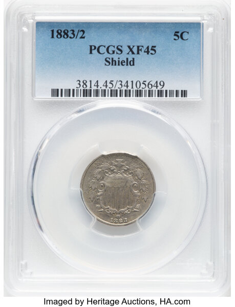 1883/2 5c Shield, Overdate, FS-302 MS thumbnail 2