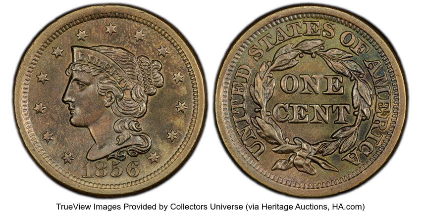 1856 1c Upright 5, N-10 MS BN thumbnail 2
