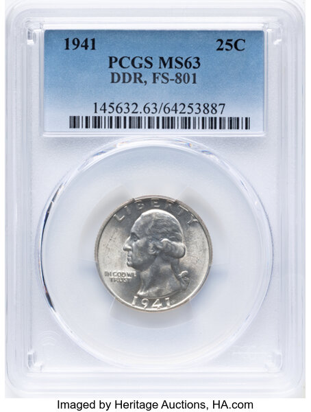 1941 25c Doubled Die Reverse, FS-801 MS thumbnail 3