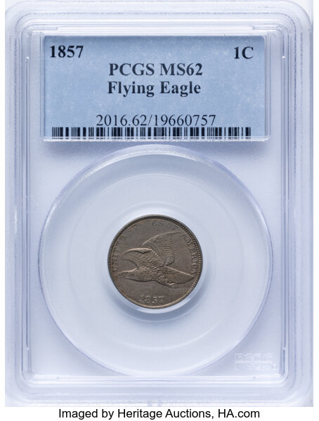 1857 1c Flying Eagle MS thumbnail 3