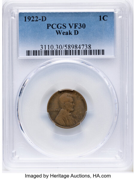 1922-D 1c Weak D, Weak Reverse MS BN thumbnail 2