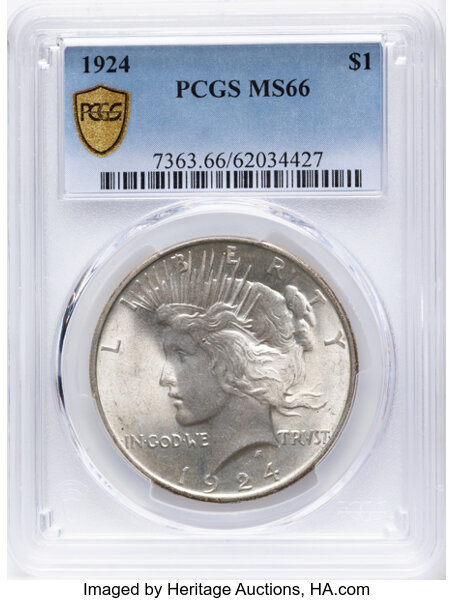 1924 $1 MS66 CAC thumbnail 4
