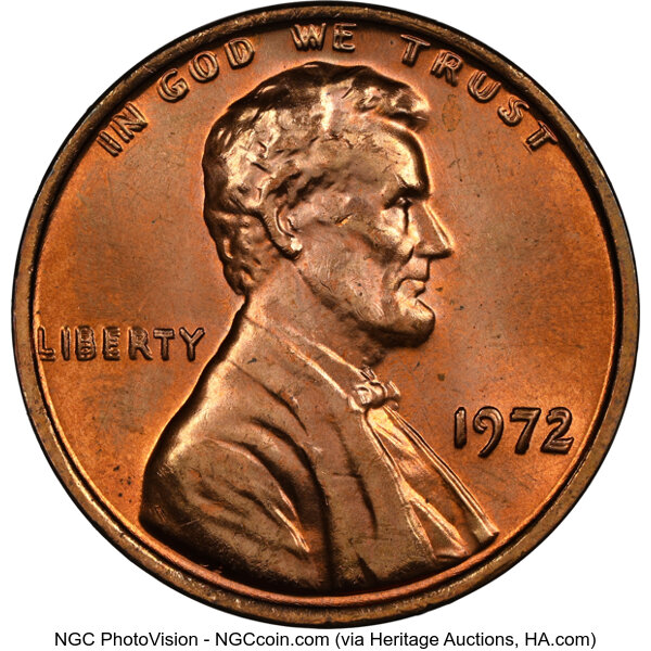 1972 1c Doubled Die Obverse, FS-101 MS RD thumbnail 2