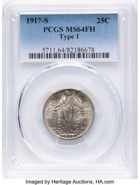1917-S 25c Type 1 MS FH thumbnail 3