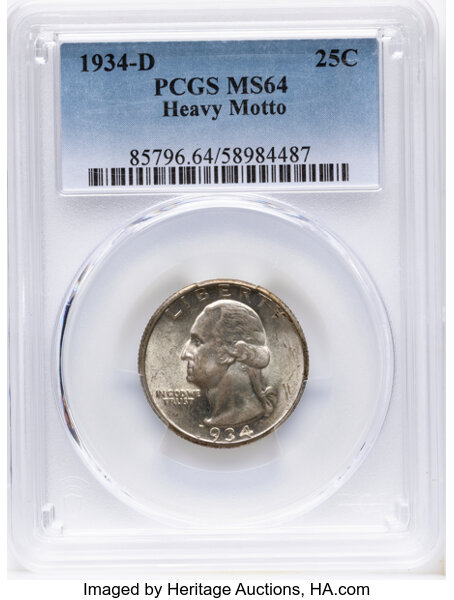 1934-D 25c Heavy Motto MS thumbnail 5
