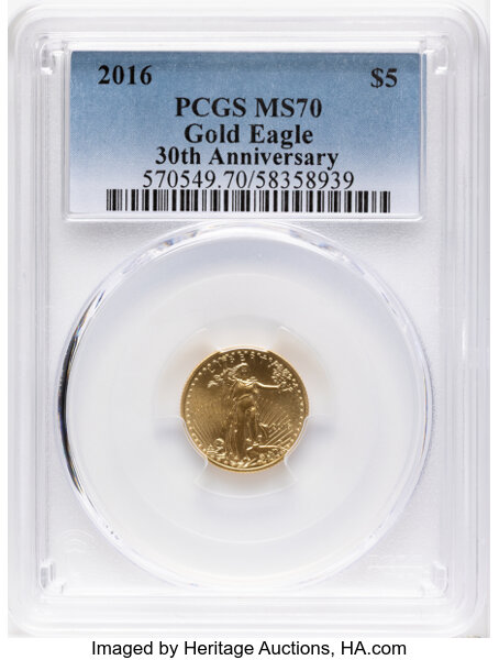 2016 $5  Gold Eagle, 30th Anniversary MS thumbnail 7