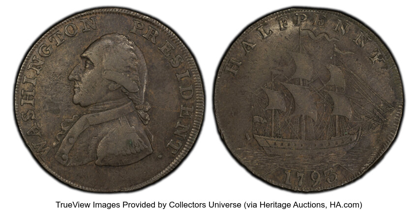 1793 1/2 P Washington, Ship, Lettered Edge MS BN thumbnail 2