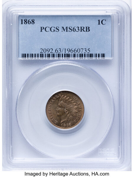 1868 1c Repunched Date, Die Gouge, FS-302/901, S-13 MS RB thumbnail 2
