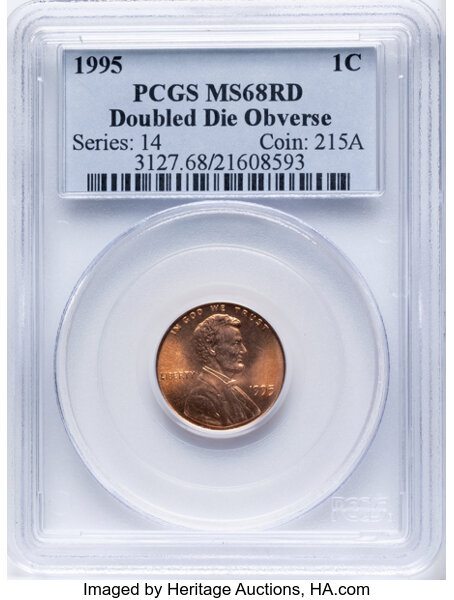 1995 1c Doubled Die Obverse, FS-101 MS RD thumbnail 3
