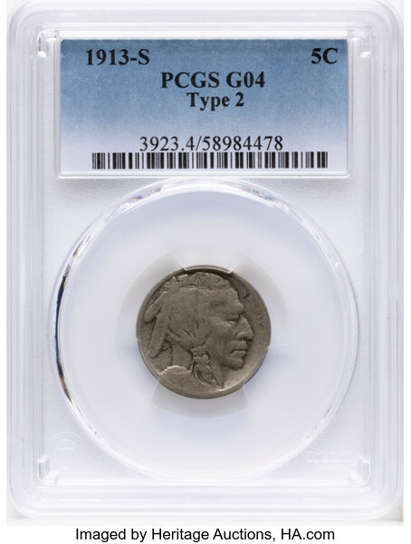 1913-S 5c Buffalo, Type 2 MS thumbnail 5