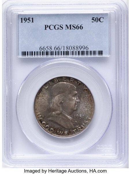 1951 50c Doubled Die Reverse, FS-802 MS thumbnail 2