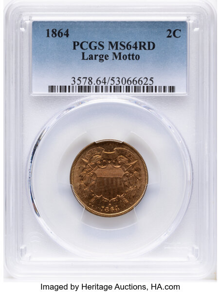 1864 2c Large Motto, RPD, FS-1303 MS RD thumbnail 2