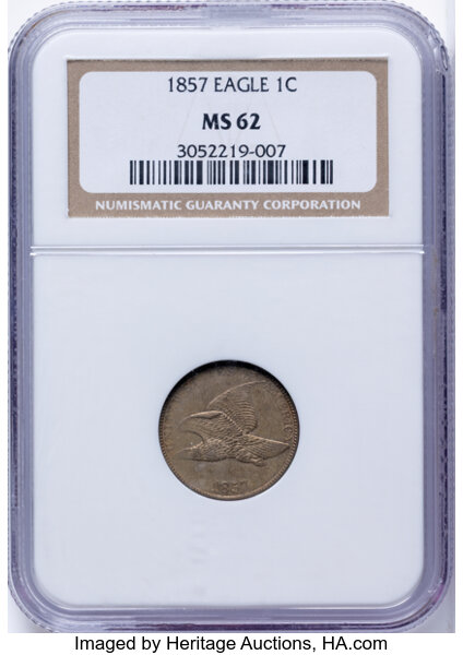 1857 1c Flying Eagle MS thumbnail 4