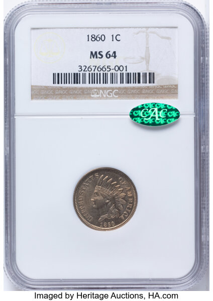 1860 1c Round Bust MS thumbnail 3