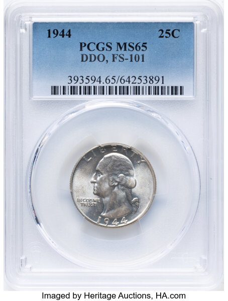 1944 25c Doubled Die Obverse, FS-101 MS thumbnail 2