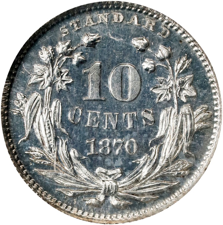 1870 P10c Silver, J-837 PR CAM thumbnail 3