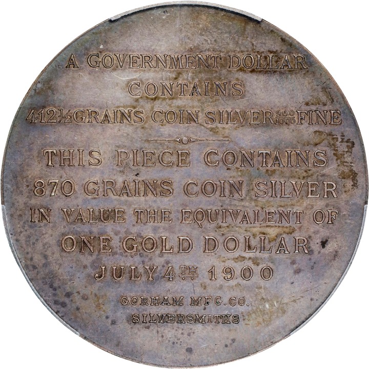 1900 July 4 SC$1 Bryant Dollar, 10 lines, Gorham, Silver, HK-782 MS63 thumbnail 2