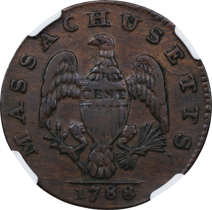 1788 Cent Massachusetts, With Period MS BN XF45 BN thumbnail 2