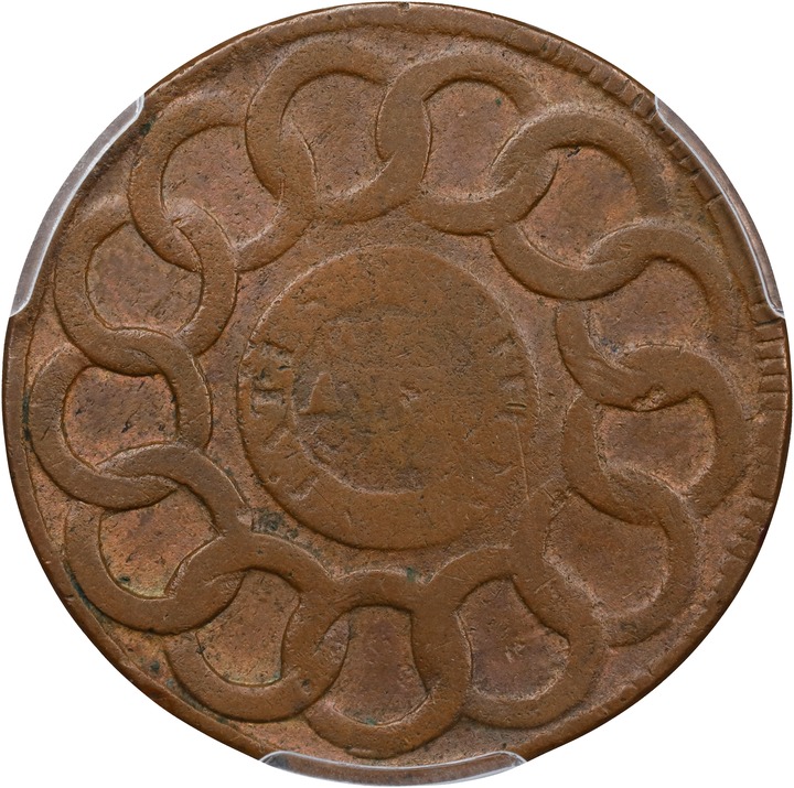 1787 Fugio 1c 4 Cinquefoils, STATES UNITED, Newman 13-R MS BN VG10 BN CAC thumbnail 2