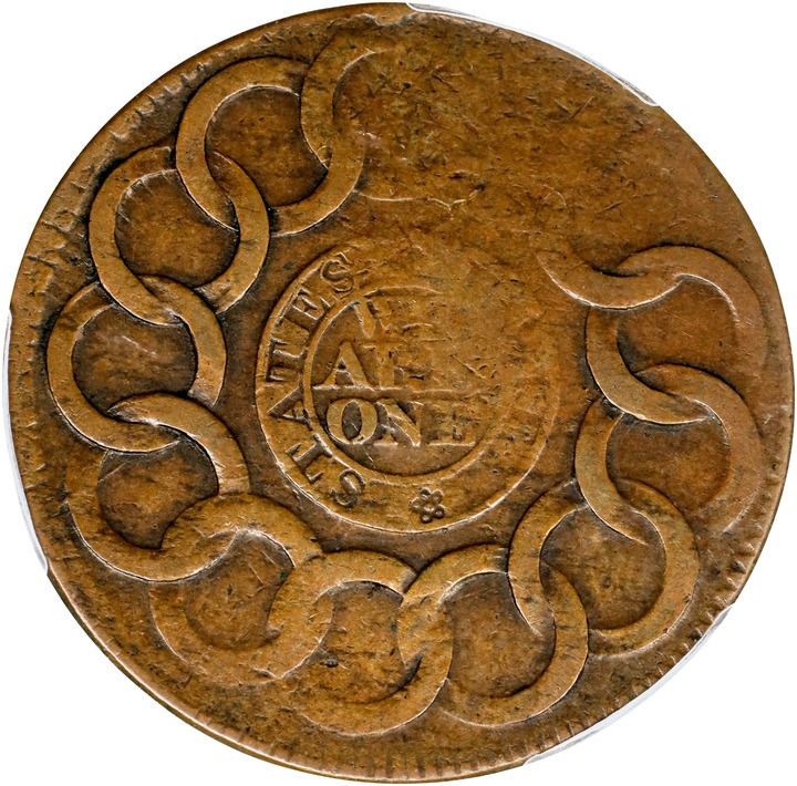 1787 Fugio 1c Cinquefoils, Raised Rims MS BN F15 BN thumbnail 13