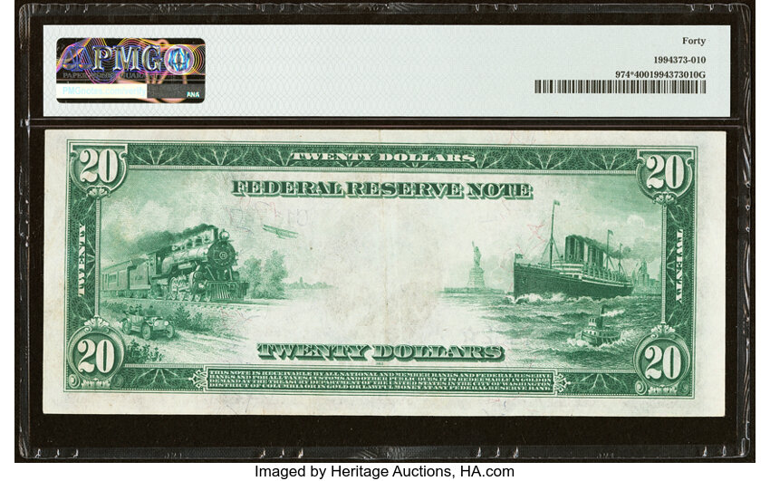 1914 $20  Blue Seal, Philadelphia, Star Replacement (Fr. 974*) thumbnail 4