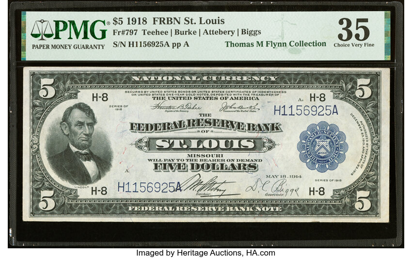 1918 $5  St. Louis (Fr. 797) thumbnail 2