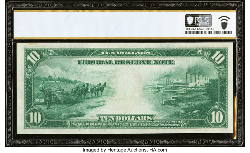 1914 $10  Blue Seal, Dallas (Fr. 946) thumbnail 3