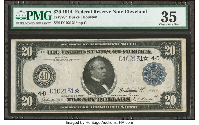 1914 $20  Blue Seal, Cleveland, Star Replacement (Fr. 978*) thumbnail 2