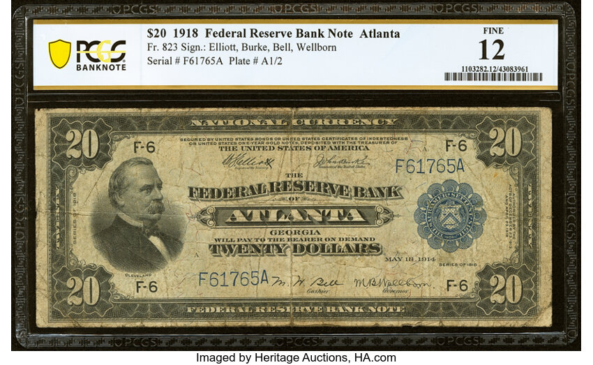1918 $20  Atlanta (Fr. 823) thumbnail 2