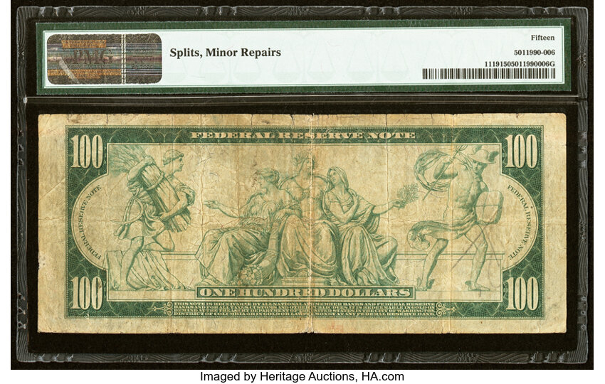 1914 $100  Blue Seal, Minneapolis (Fr. 1119) thumbnail 3