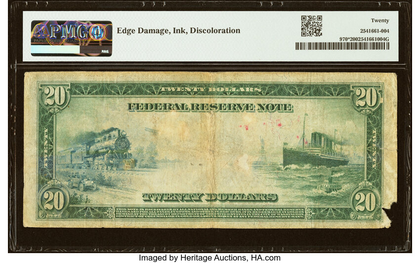 1914 $20  Blue Seal, New York, Star Replacement (Fr. 970*) thumbnail 6