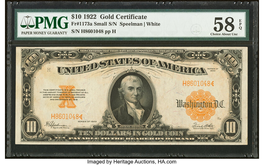 1922 $10  Small Serial Numbers (Fr. 1173a) thumbnail 2