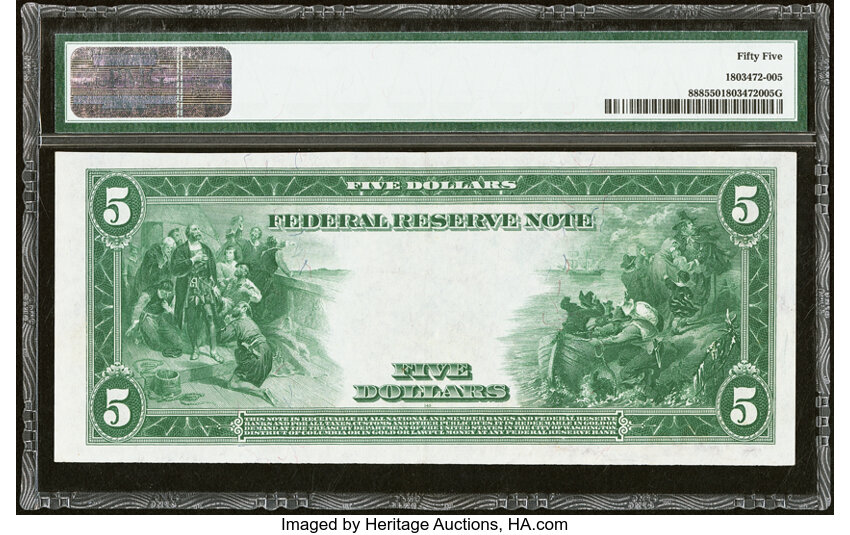 1914 $5  Blue Seal, San Francisco (Fr. 888) thumbnail 4