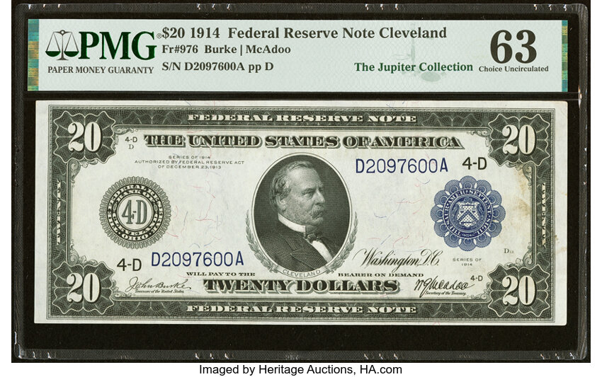 1914 $20  Blue Seal, Cleveland (Fr. 976) thumbnail 2