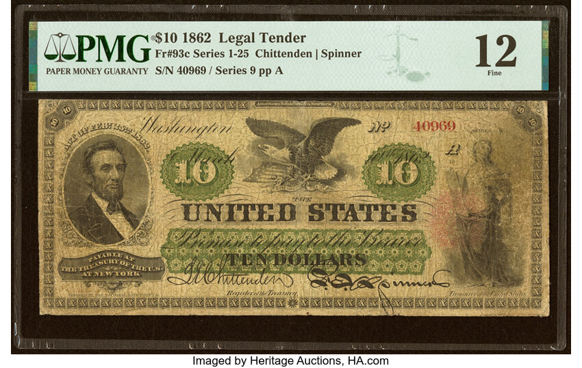 1862 $10  Seal Type 1 (Fr. 93c) thumbnail 2