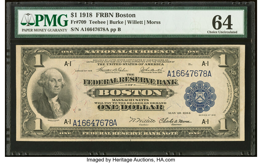 1918 $1  Boston (Fr. 709) thumbnail 2