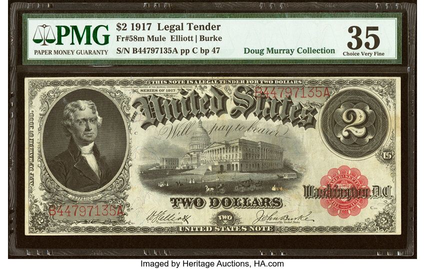 1917 $2  Mule (Fr. 58m) thumbnail 2